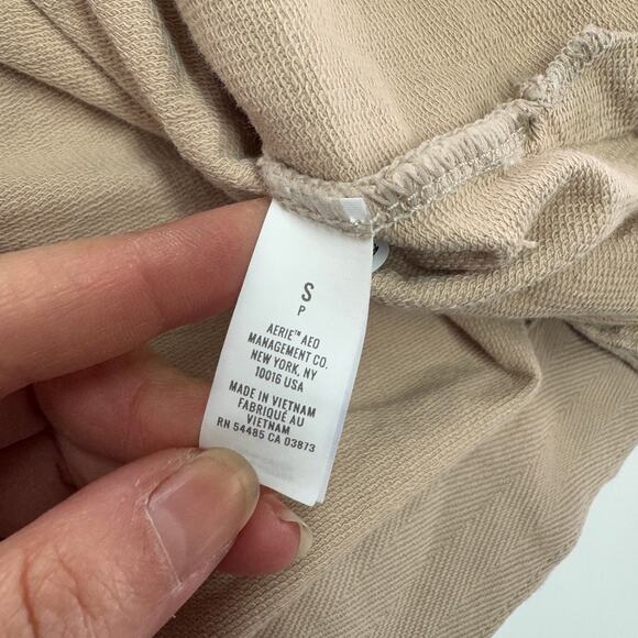 Aerie Hoodie Womens Small Tan Cream Sunwashed Desert Knit Sweater Oversized - Picture 7 of 10